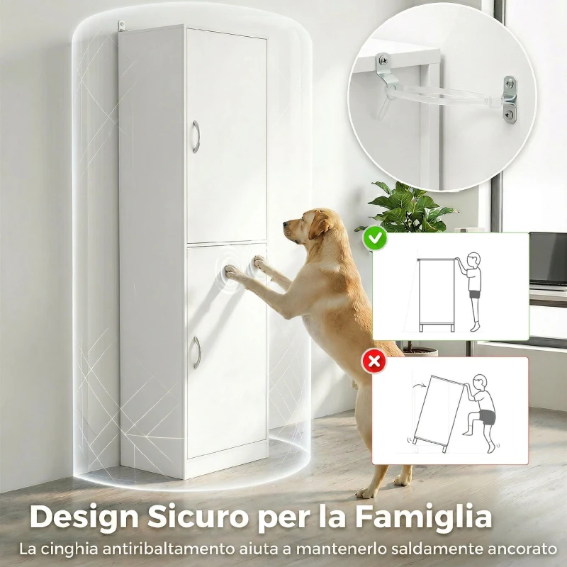 HOMCOM Libreria Alta 180 cm, moderna scaffalatura 5 ripiani regolabili per camera o studio.