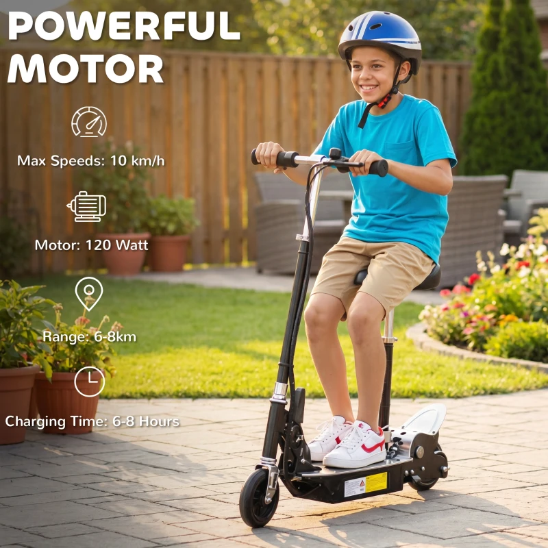 HOMCOM Foldable Powered Scooter with Adjustable Seat, Brake, Black