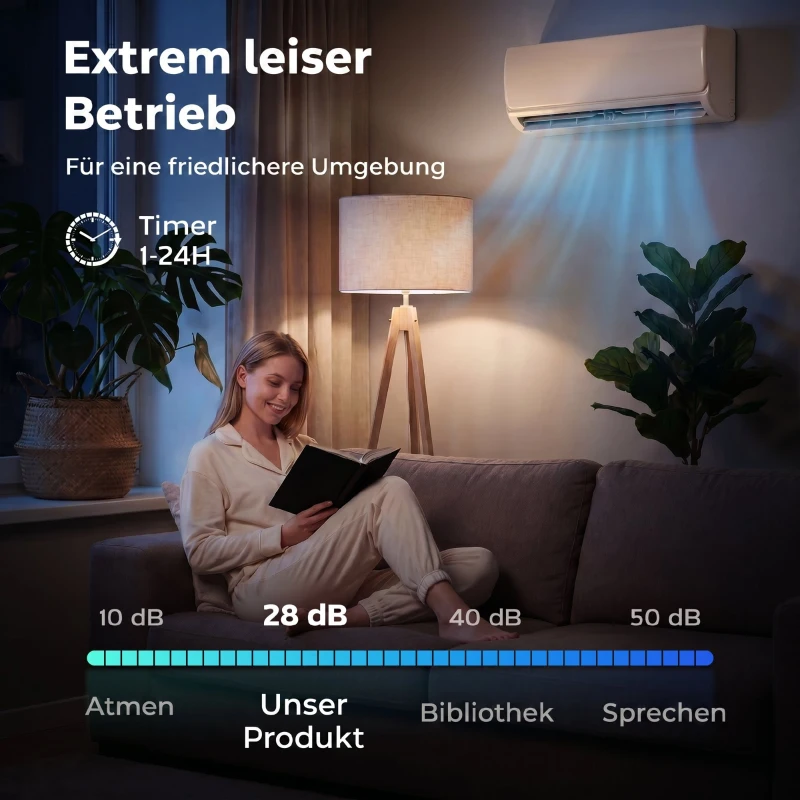 HOMCOM 9000 BTU Mini-Split-Klimaanlage & Wärmepumpe, WLAN-fähige Inverter-Klimaanlage mit Installationskit