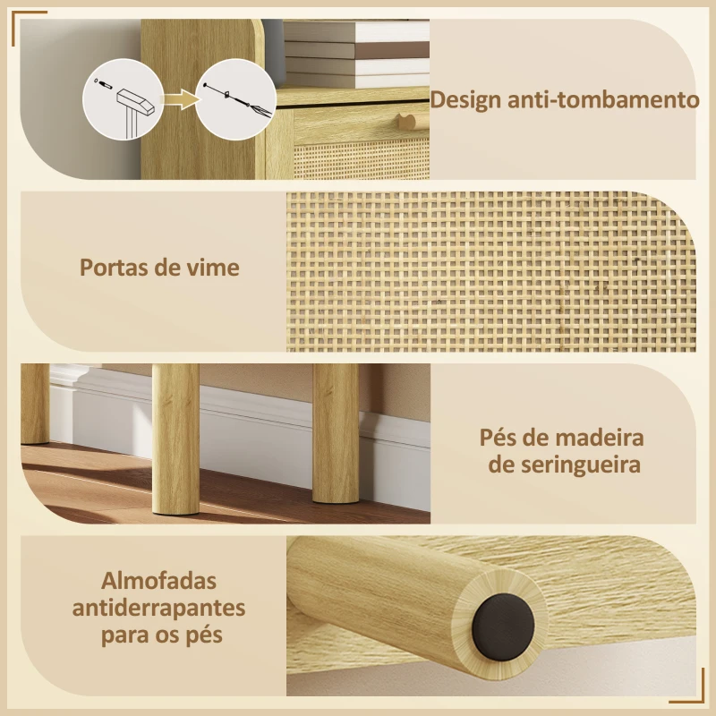 HOMCOM Sapateira com 3 Gavetas Rebatíveis e Prateleira Aberta para 12-18 Pares de Sapatos 65x24,5x153 cm Carvalho
