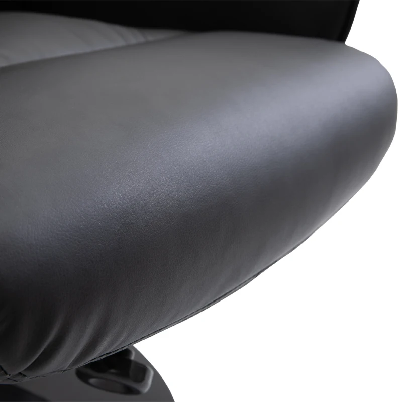 HOMCOM Poltrona Relax Girevole a 360° in Metallo e Finta Pelle, con Poggiapiedi, Schienale Regolabile, Nero