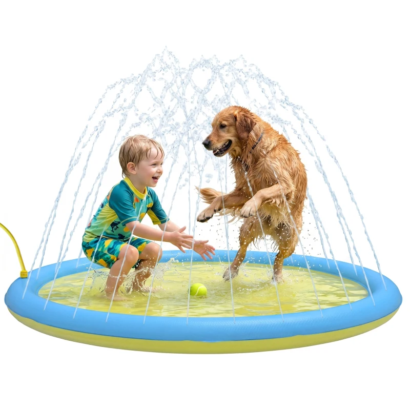 PawHut Dog Splash Pad for Pets Dog Bath Pool Water Game