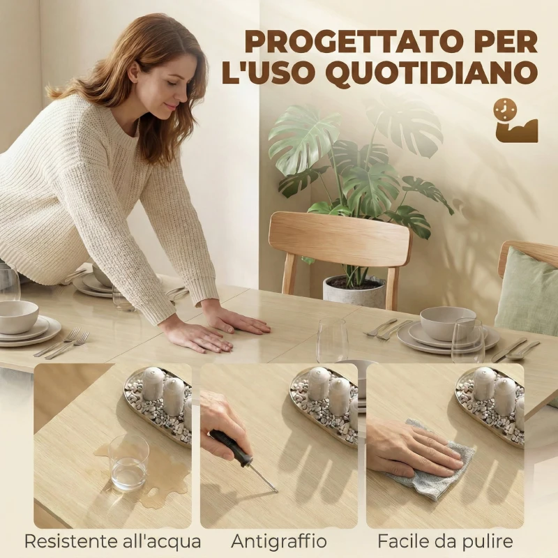HOMCOM Tavolo Pieghevole per 6 Persone con 2 Cassetti e 4 Ripiani.