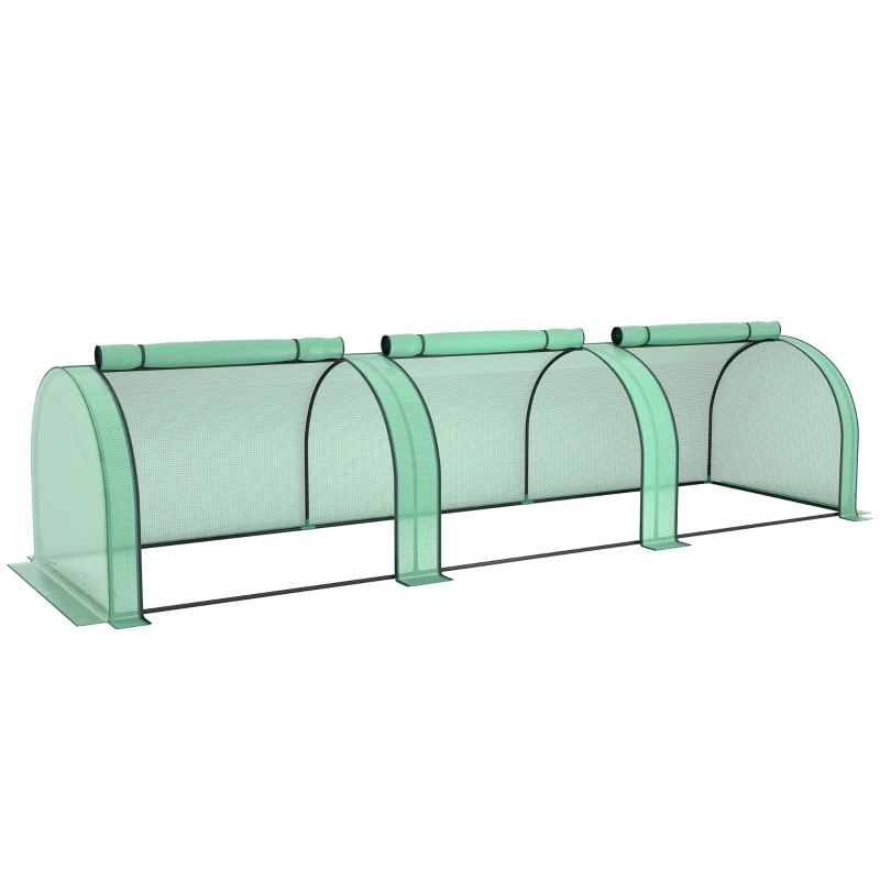 Outsunny Mini Serre de Jardin Serre à tomates 3,5L x 1l x 0,8H m Acier PE Haute densité 140 g/m² Anti-UV 3 fenêtres vert