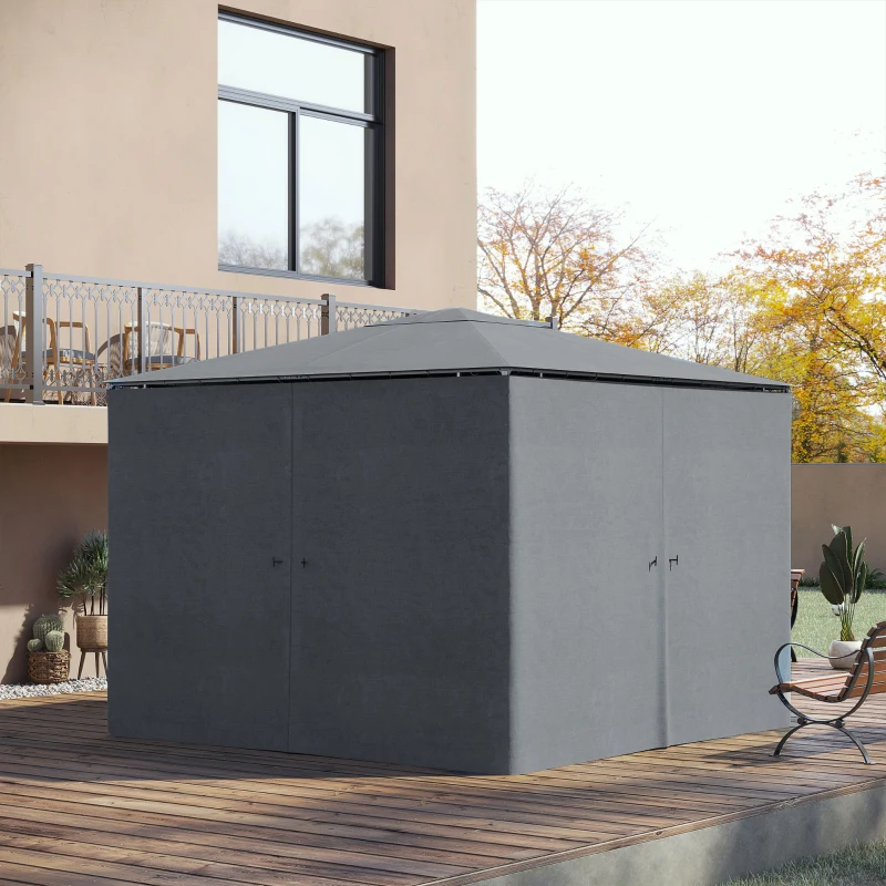 Outsunny 4 parois latérales pour pavillon de jardin tonnelle rigide 300 x 300 cm protéger de la pluie vent soleil gris