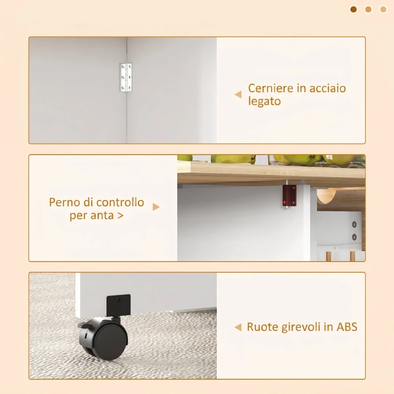 HOMCOM Tavolo da Pranzo Pieghevole con Cassetto e Ripiani, Tavolo Salvaspazio con Alette Ribaltabili per Cucina, Sala da Pranzo, Soggiorno, Rovere