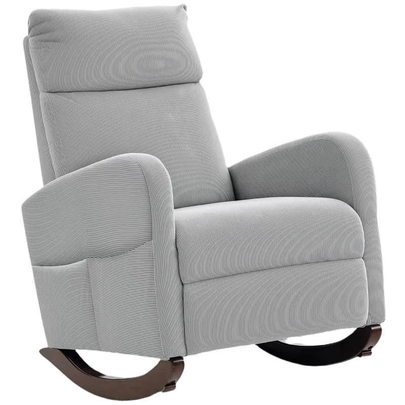 HOMCOM Corduroy Rocking Armchair - Grey