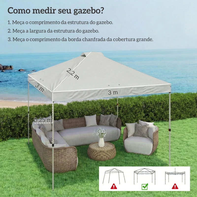 Outsunny Toldo de Substituição para Pérgola 3x3 m Teto de Reposição para Pérgola em Tecido Oxford 210D Proteção UV 50+ Branco