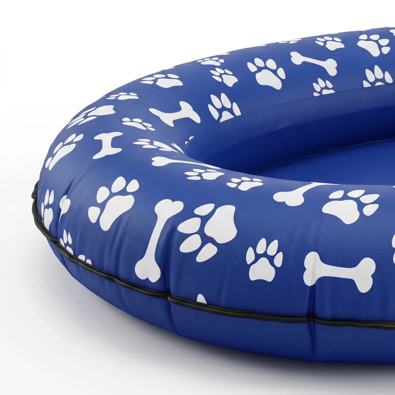 PawHut Opblaasbaar buisboot honden Opvouwbare drijvende watermat Hond met handgreep voor honden tot 40kg 155x104x25cm Blauw