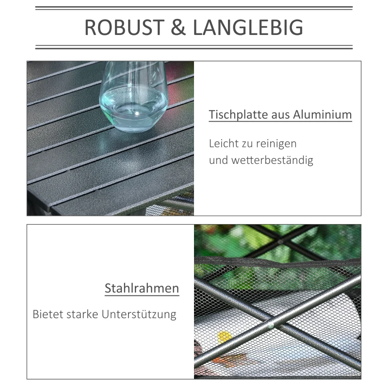Outsunny aluminium klaptafel 70 cm x 70 cm x 69 cm
