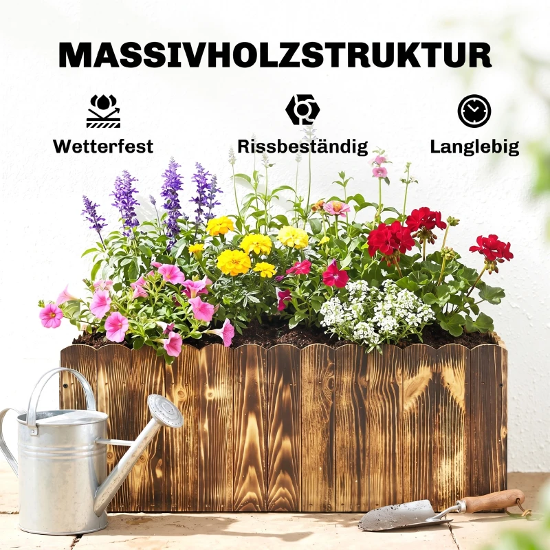 Outsunny Hochbeet Pflanzkasten Kräuterbeet Pflanzbeet Gemüse Blumenbeet Blumenkasten Tannenholz 80 x 33 x 30 cm