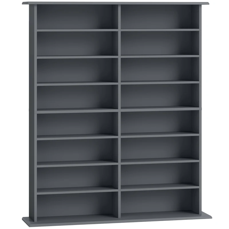HOMCOM Rangements pour CD et DVD avec 16 compartiments et 12 étagères réglables capacité max. 720 CD/396 DVD et Blu-ray gris