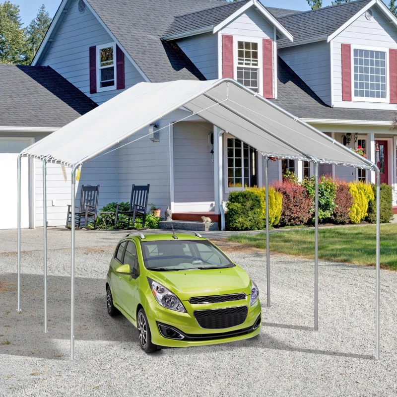 Outsunny Carport auvent pour voiture 6 x 3 m acier galvanisé robuste PE haute densité blanc