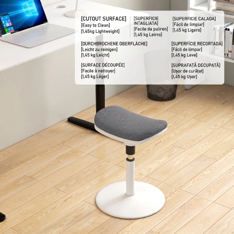 HOMCOM Scaun ergonomic și căptușit, reglabil pe înălțime, cu înclinare de 5°, 41.5x41.5x51.5-71.5 cm, gri