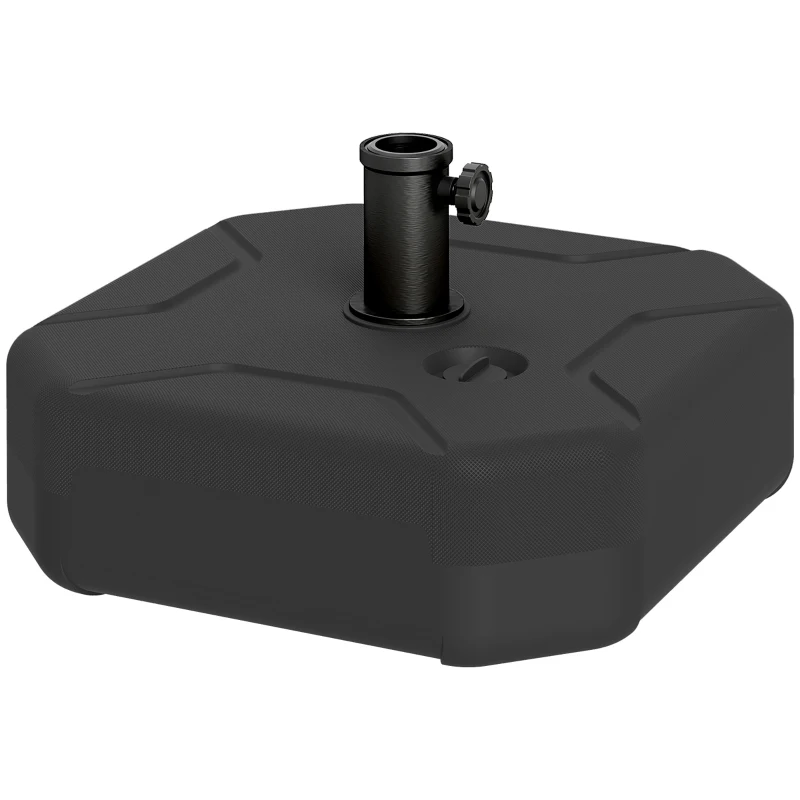 Outsunny Base para Sombrilla Cuadrada Soporte de Parasol de Postes Ø38 mm Ø48 mm Rellenable de Arena 25 kg o Agua 20 kg Negro