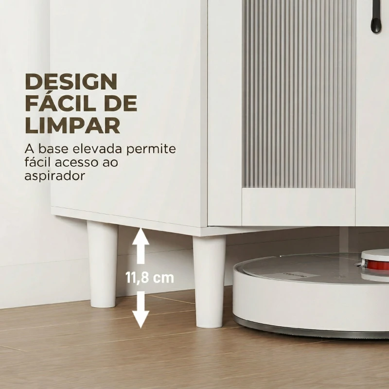 HOMCOM Aparador de Cozinha Moderno com Porta de Acrílico, Gaveta Prateleira Ajustável Compartimento Aberto, 80x34x91 cm Branco