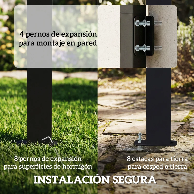 Outsunny Carpa Barbacoa 2,5x1,5 m con Techo de Policarbonato Diseño Adosado Estructura de Metal y Aluminio para Exterior Gris