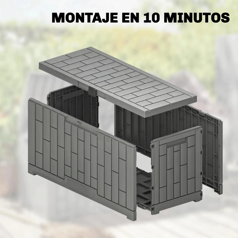 Outsunny Arcón Exterior Capacidad 227L Baúl de Almacenaje Exterior Resistente al Agua y a los Rayos UV con Cerradura Gris