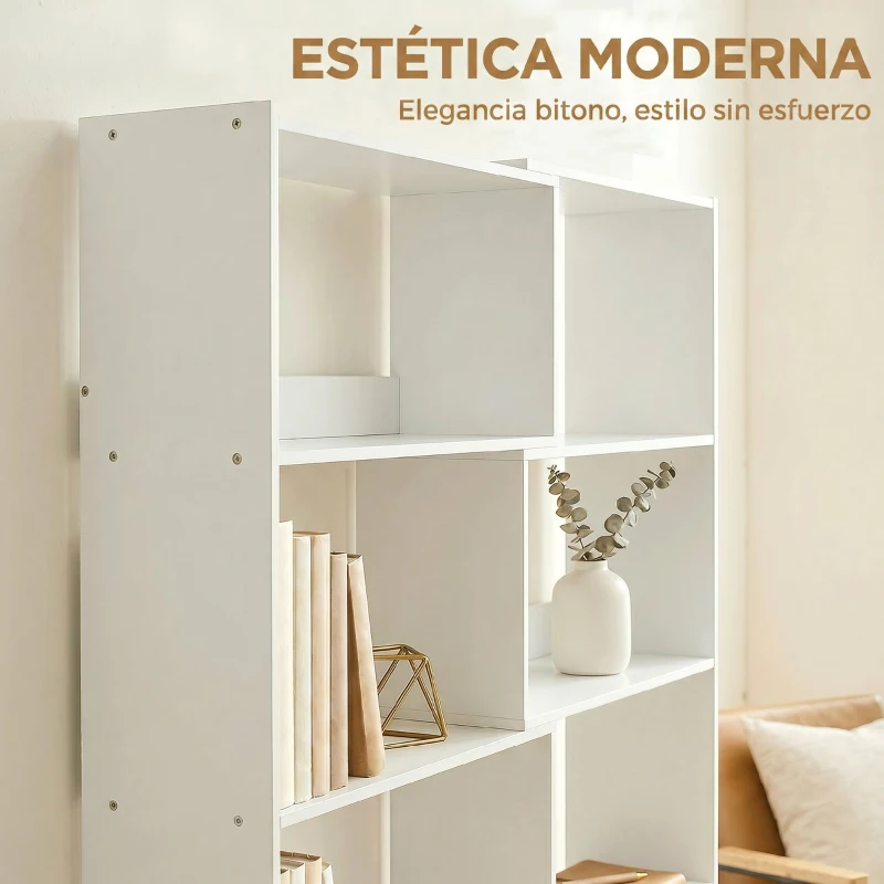 HOMCOM Estantería Expandible 5 Niveles Giratoria 350° Ancho Ajustable Convertible en en L Recta o Compacta 111,5x23,8x163,7 cm