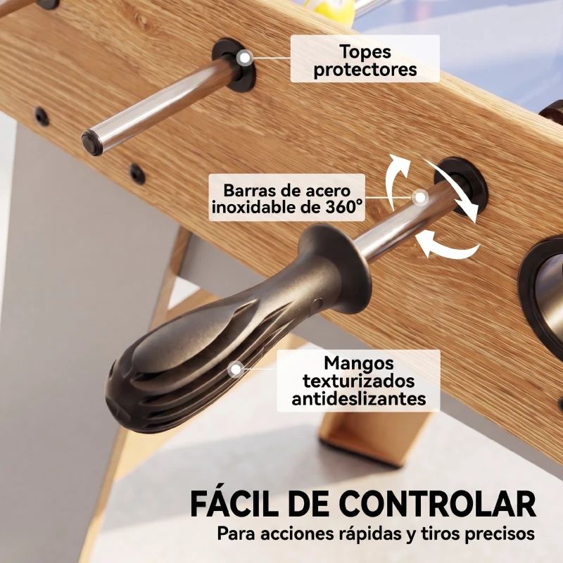 Sportnow Futbolín de Mesa de 89 cm con 22 Jugadores 2 Pelotas 2 Marcadores Mangos Antideslizantes 89X61,5X70 cm Morado