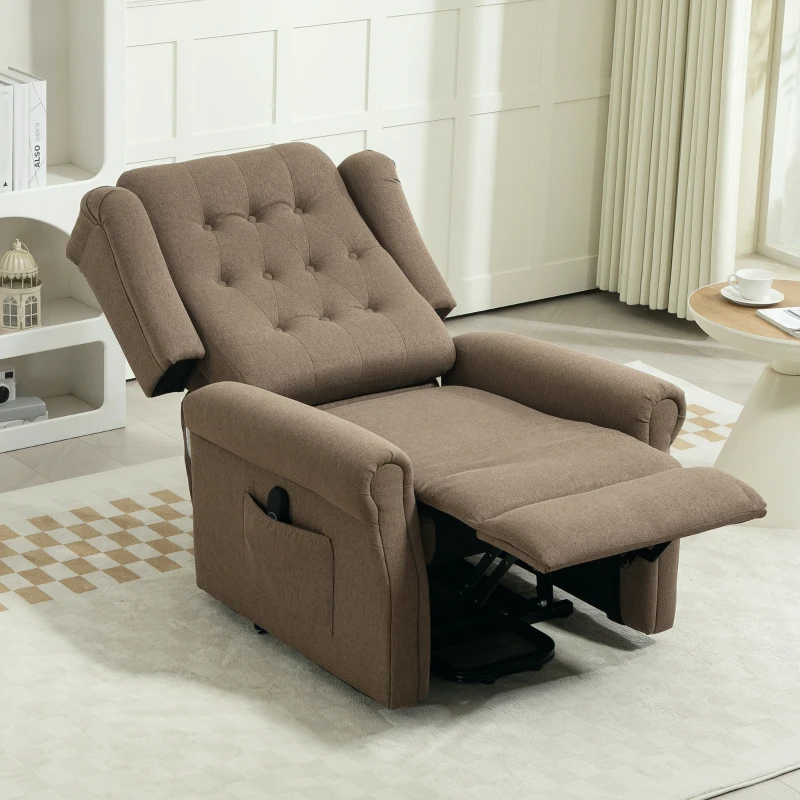 HOMCOM 45° Lifting Riser and Recliner Armchair  - Dark Brown