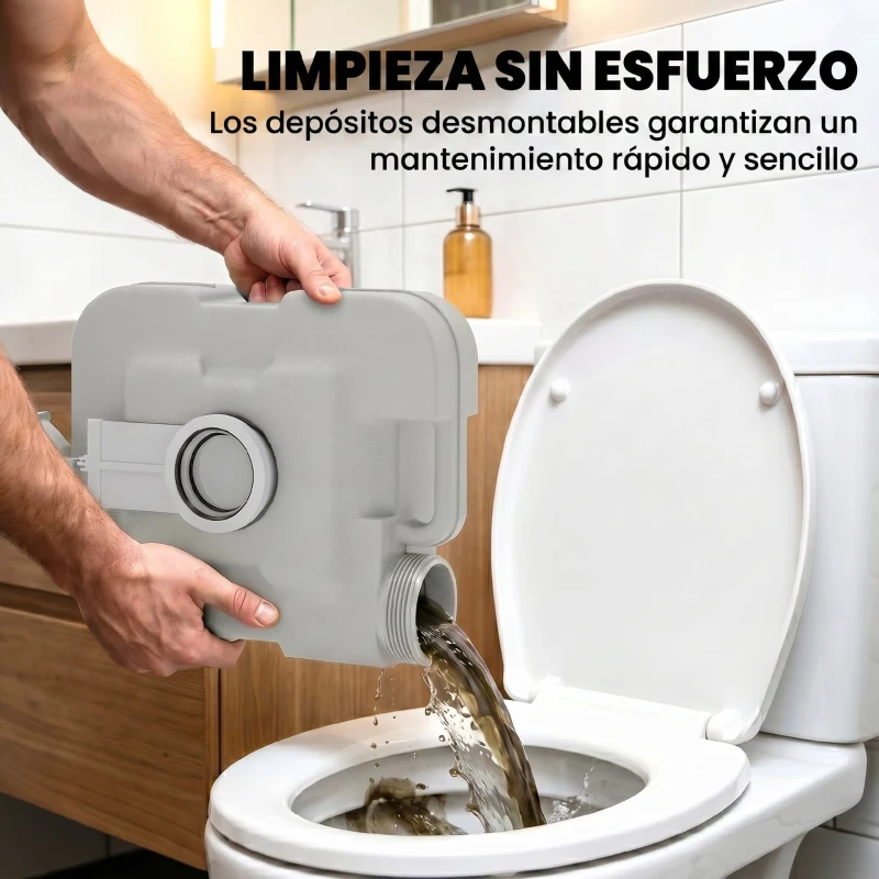HOMCOM Inodoro Portátil con Tanques Dobles de 10L Estructura en Plástico PE para Camping y Senderismo 36x42x30 cm Gris