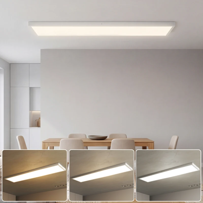HOMCOM Juego de 4 Lámparas de Techo Color Regulable con Interruptor DIP y de Pared 3000K/4000K/6000K 120x30x3,7 cm Blanco
