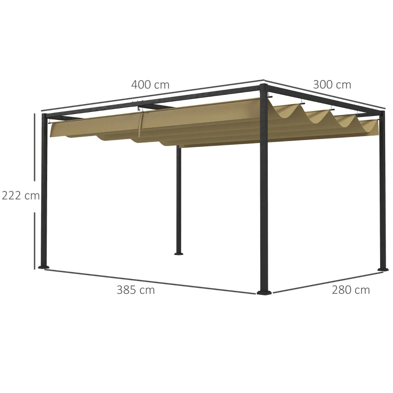 Outsunny Pergola, Robuuste Zonwering voor Tuin, Balkon, Terras, van Metaal en Kunststof, UV- en Waterafstotend, Khaki