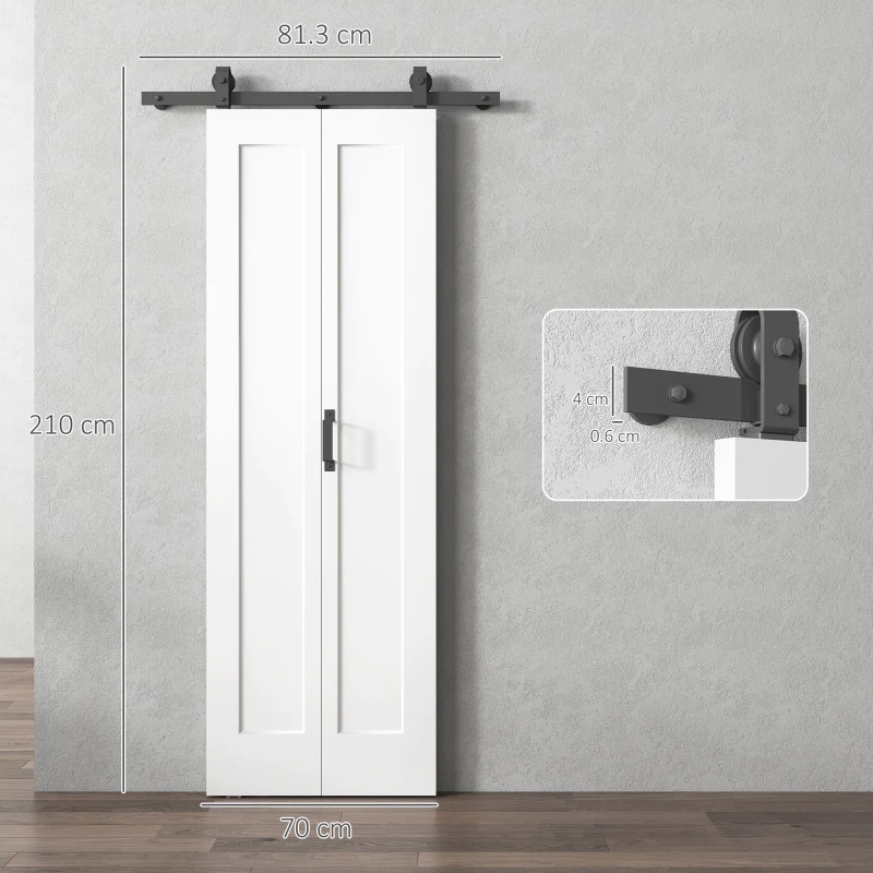 HOMCOM Porta Scorrevole a Libro Pieghevole a Portafoglio con Superficie Verniciabile, 70x210 cm, Bianco