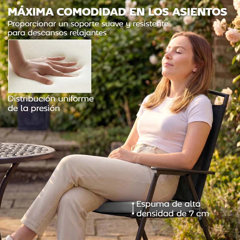 Outsunny Juego de Cojines para Sillas de Comedor 46x42x7 cm 6 Piezas con Funda Lavable y Lazos Impermeable Anti-UV Gris Oscuro