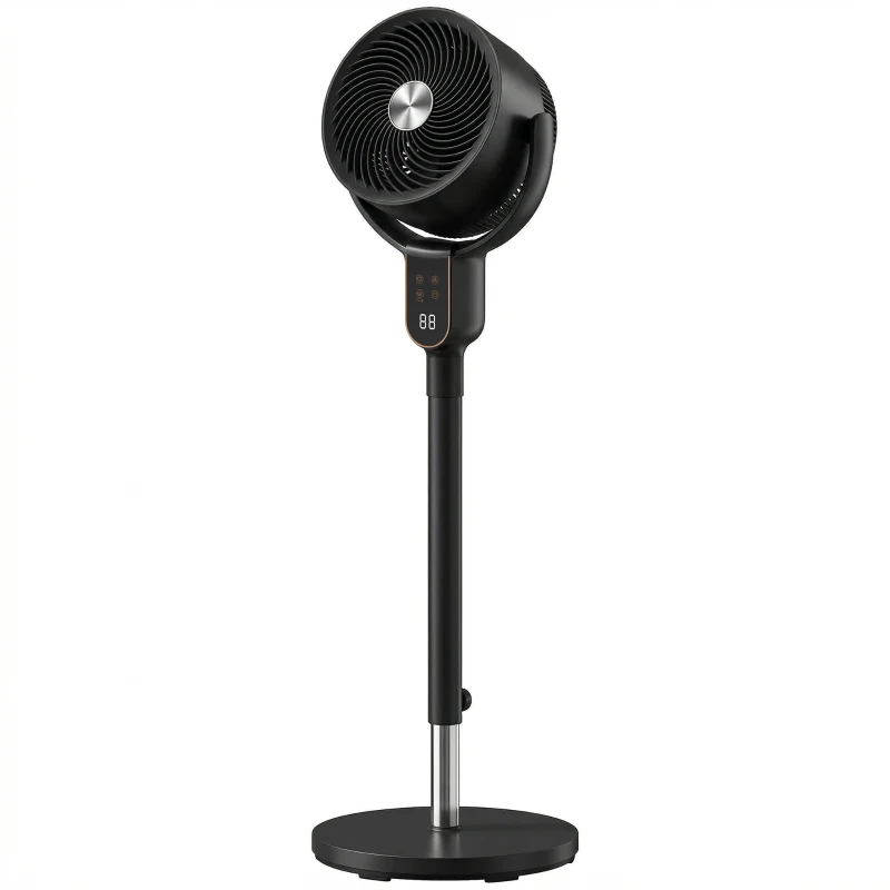 HOMCOM Ventilateur sur pied silencieux 20 dB, oscillation 70°+90°, 8 vitesses, télécommande, minuterie 12H, hauteur réglable