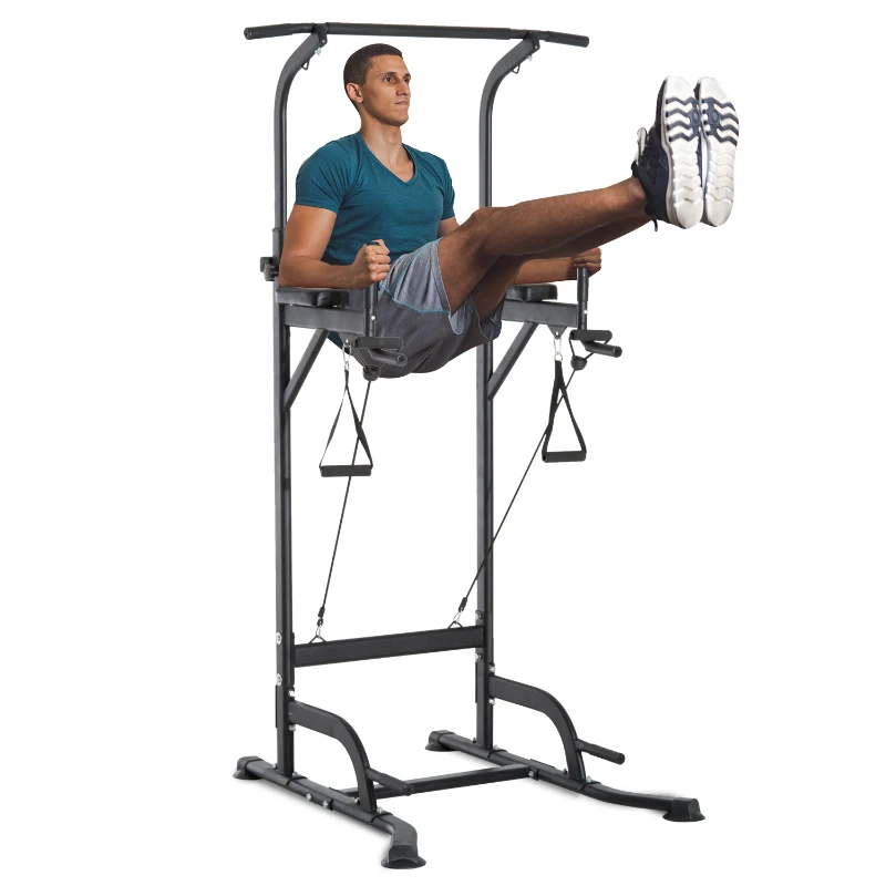 HOMCOM Stazione Fitness Multifunzione Power Tower per Allenamento a Casa Professionale Portata 120kg 129x98x172-224cm