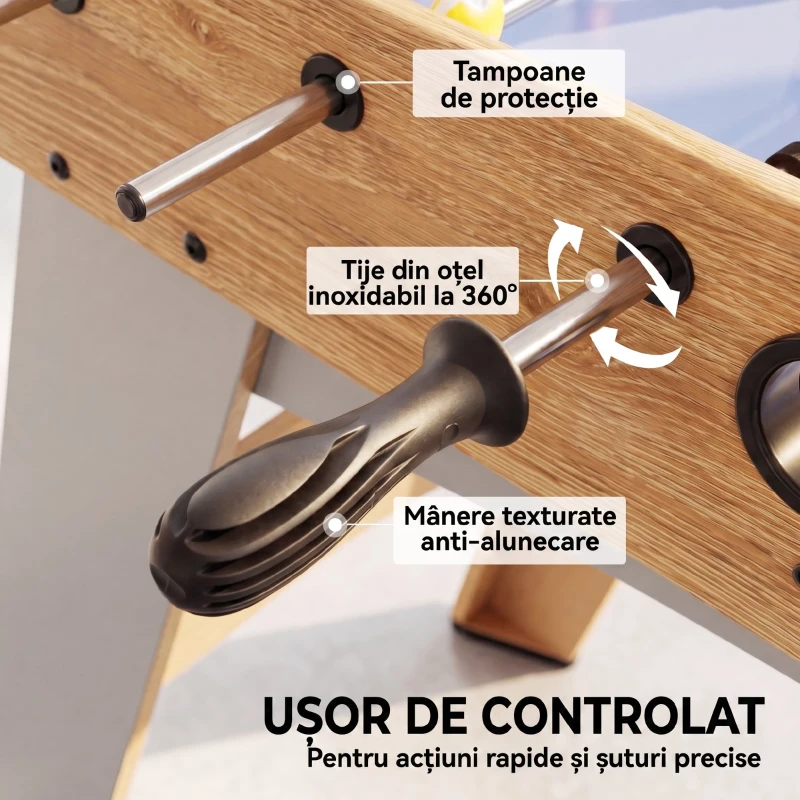 SPORTNOW Fotbal de Masă: Mini Masă de 89 cm, 2 Indicatoare Manuale de Scor, Mov
