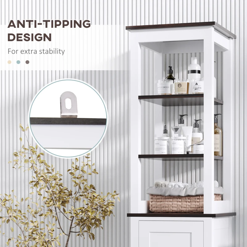 HOMCOM Mobile Bagno Alto Stretto, Mobiletto Bagno Salvaspazio con 3 Ripiani Aperti, Ripiano Regolabile, per Lavanderia, 40x38x162.5 cm, Bianco
