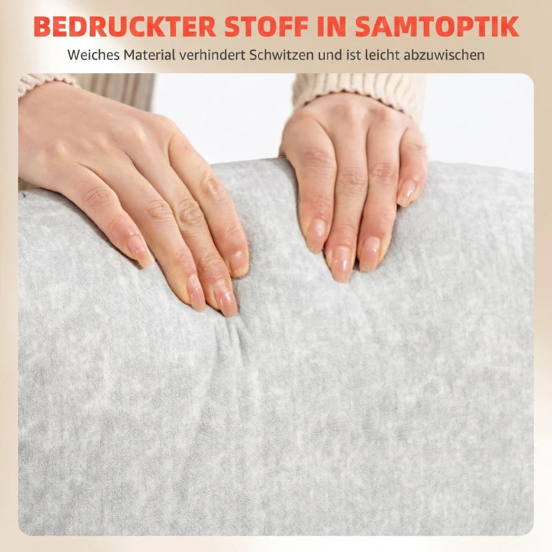 Scaun Ergonomic HOMCOM, Spătar Înalt, Tapițat în Catifea Imprimată, Cotiere Rabatabile, Alb Crem
