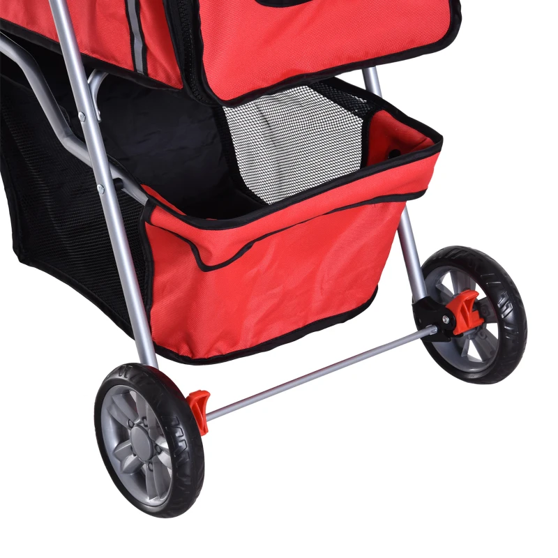 PawHut WÓZEK SPACEROWY DLA PSA KOTA TRANSPORTER czerwony
