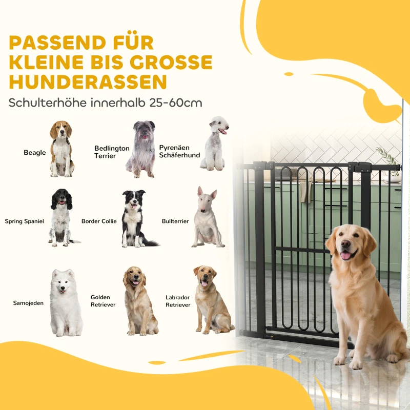 PawHut Türschutzgitter Hund, 76-104 cm Absperrgitter ohne Bohren, Treppengitter