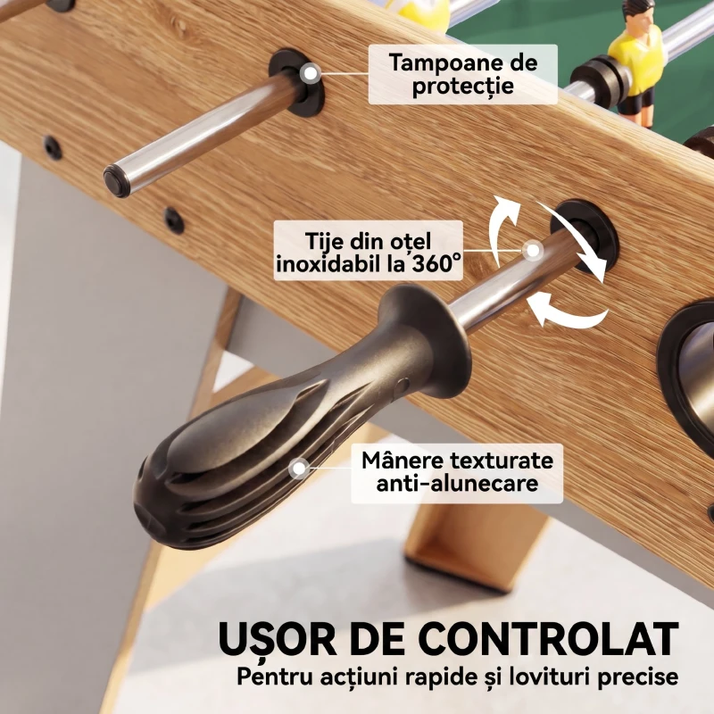 SPORTNOW Fotbal de Masă, 89 cm, Set Joc, Marcatori Manuali, Stejar Galben