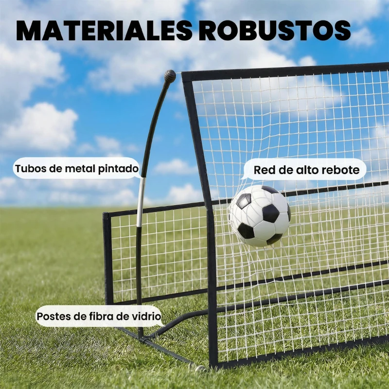 SPORTNOW Red de Rebote Plegable 2 en 1 con Bolsa de Transporte para Entrenamiento de Fútbol y Béisbol 200x94x122 cm Negro