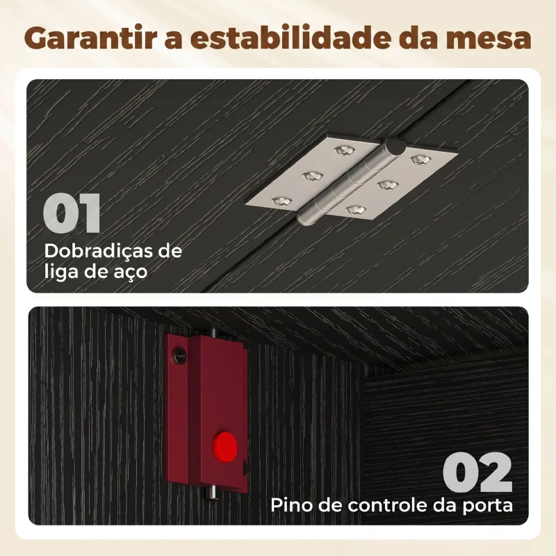 HOMCOM Mesa de Cozinha Dobrável com Alas Rebatíveis Mesa de Cozinha Dobrável de Forma Oval Estilo Moderno 163x80x75 cm Preto