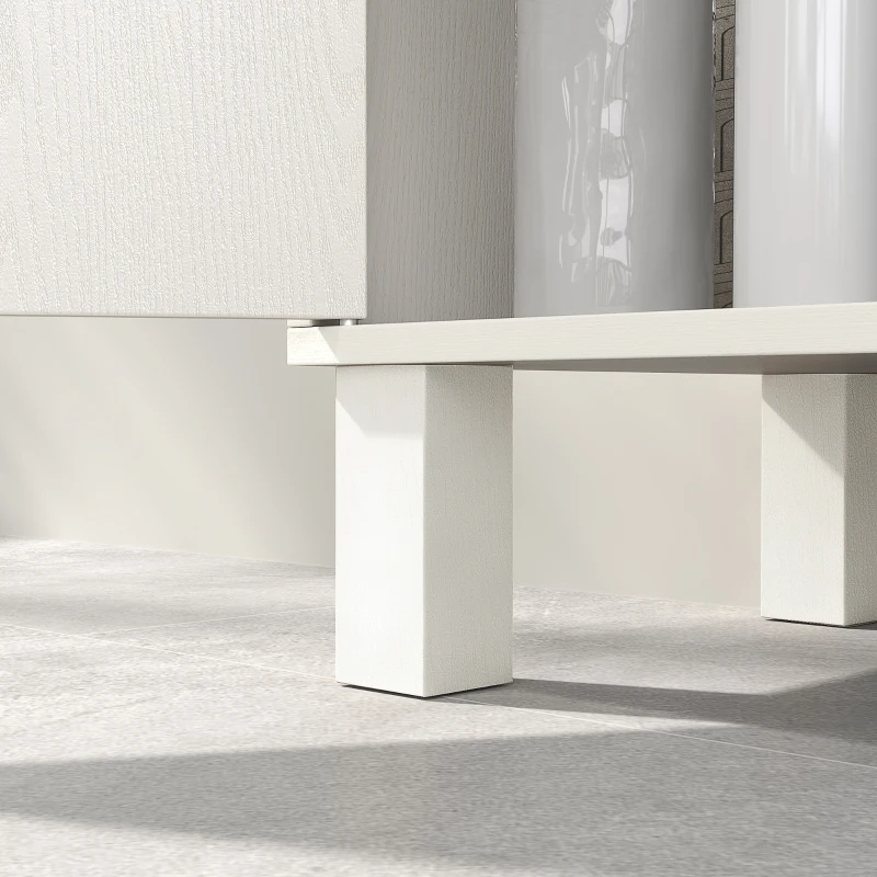 HOMCOM Mueble Bajo Lavabo con Estante Ajustable para Lavabos sin Pedestal 60x30x63 cm Blanco Crema
