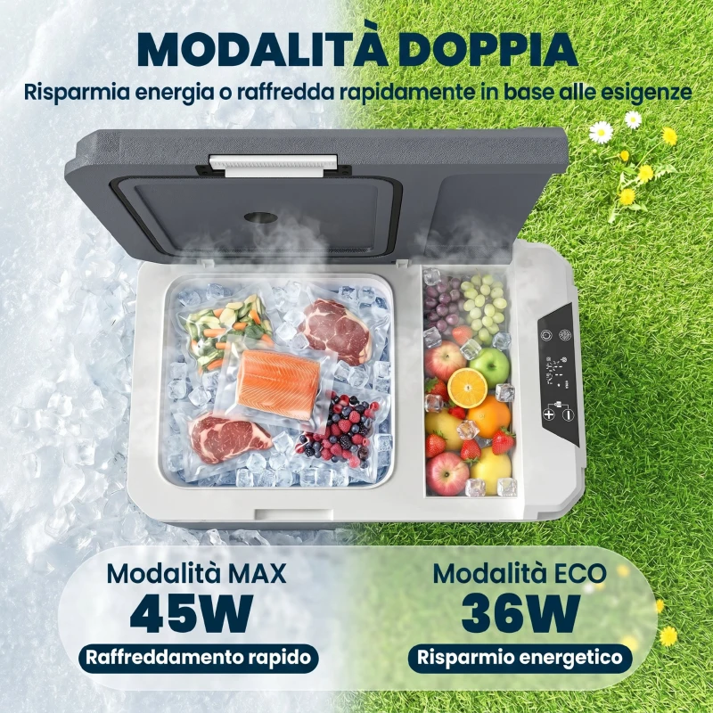 Outsunny Frigorifero da Auto Portatile 25L e Congelatore con Controllo App, 58x33x38.3 cm, Grigio