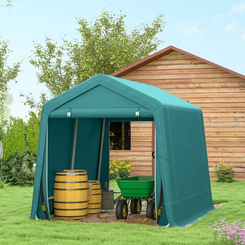 Outsunny Carpa de Jardín Exterior 2,4x2x2 m Cobertizo Exterior con 2 Puertas con Cremallera Impermeable Anti-UV Carpa Verde