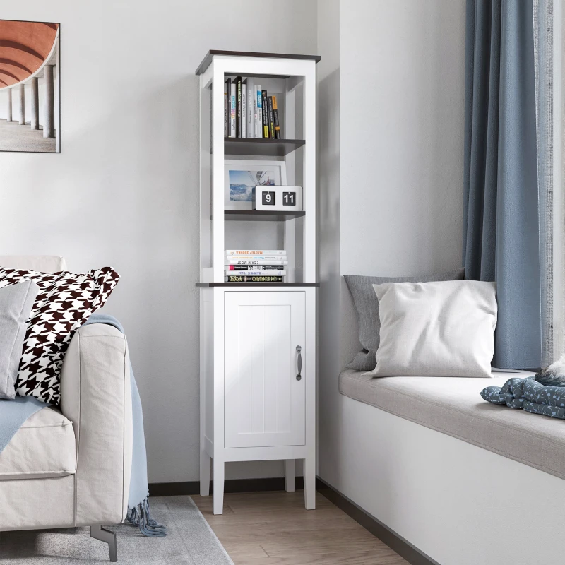 HOMCOM Mobile Bagno Alto Stretto, Mobiletto Bagno Salvaspazio con 3 Ripiani Aperti, Ripiano Regolabile, per Lavanderia, 40x38x162.5 cm, Bianco