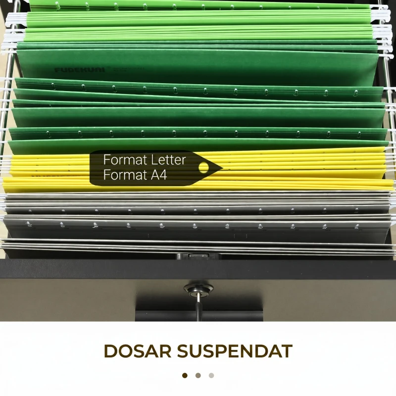 Vinsetto Dulap de Birou cu 2 Sertare pentru Dosare si Rafturi Deschise din PAL, Manere din Otel, Roti cu Blocare, 80x40x66cm, Negru