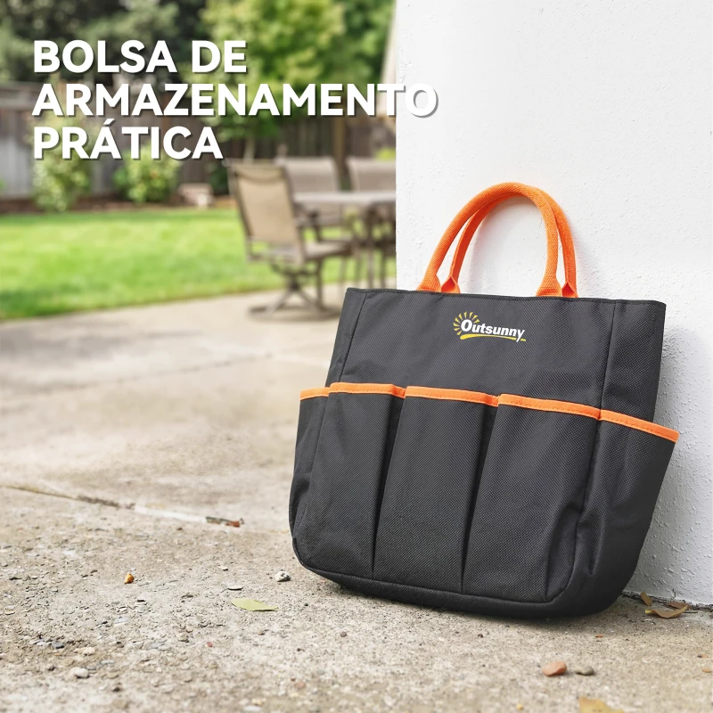 Outsunny Banco de Jardim Dobrável com Almofada de EVA e Bolsa para Ferramentas na Cintura, Carga 150 kg