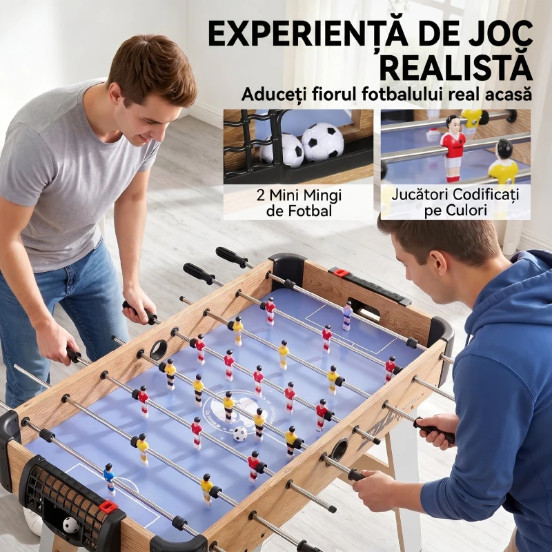 SPORTNOW Fotbal de Masă: Mini Masă de 89 cm, 2 Indicatoare Manuale de Scor, Mov