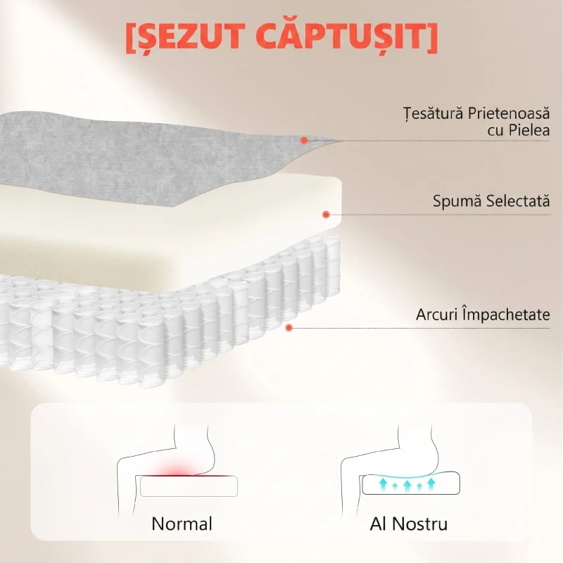 Scaun Ergonomic HOMCOM, Spătar Înalt, Tapițat în Catifea Imprimată, Cotiere Rabatabile, Alb Crem