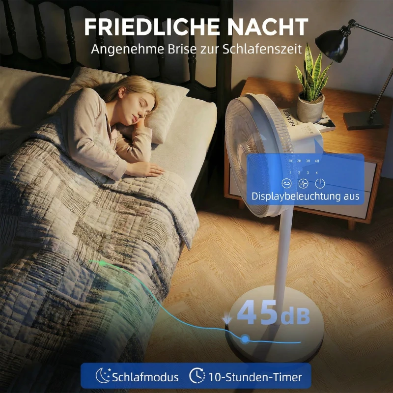 HOMCOM Ventilador de Pie con Control Remoto Altura Ajustable 4 Velocidades Oscilación 80° Temporizador 10H Pantalla LED Blanco