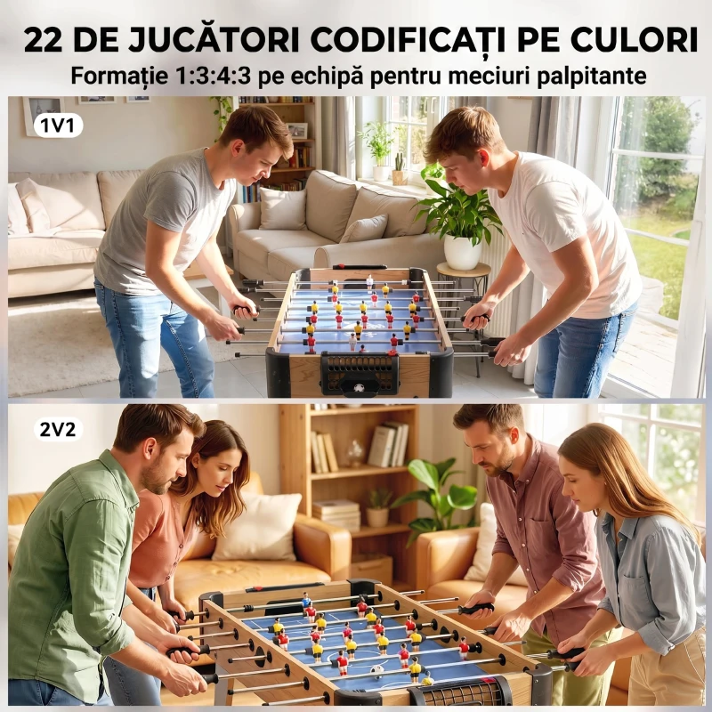 SPORTNOW Fotbal de Masă: Mini Masă de 89 cm, 2 Indicatoare Manuale de Scor, Mov